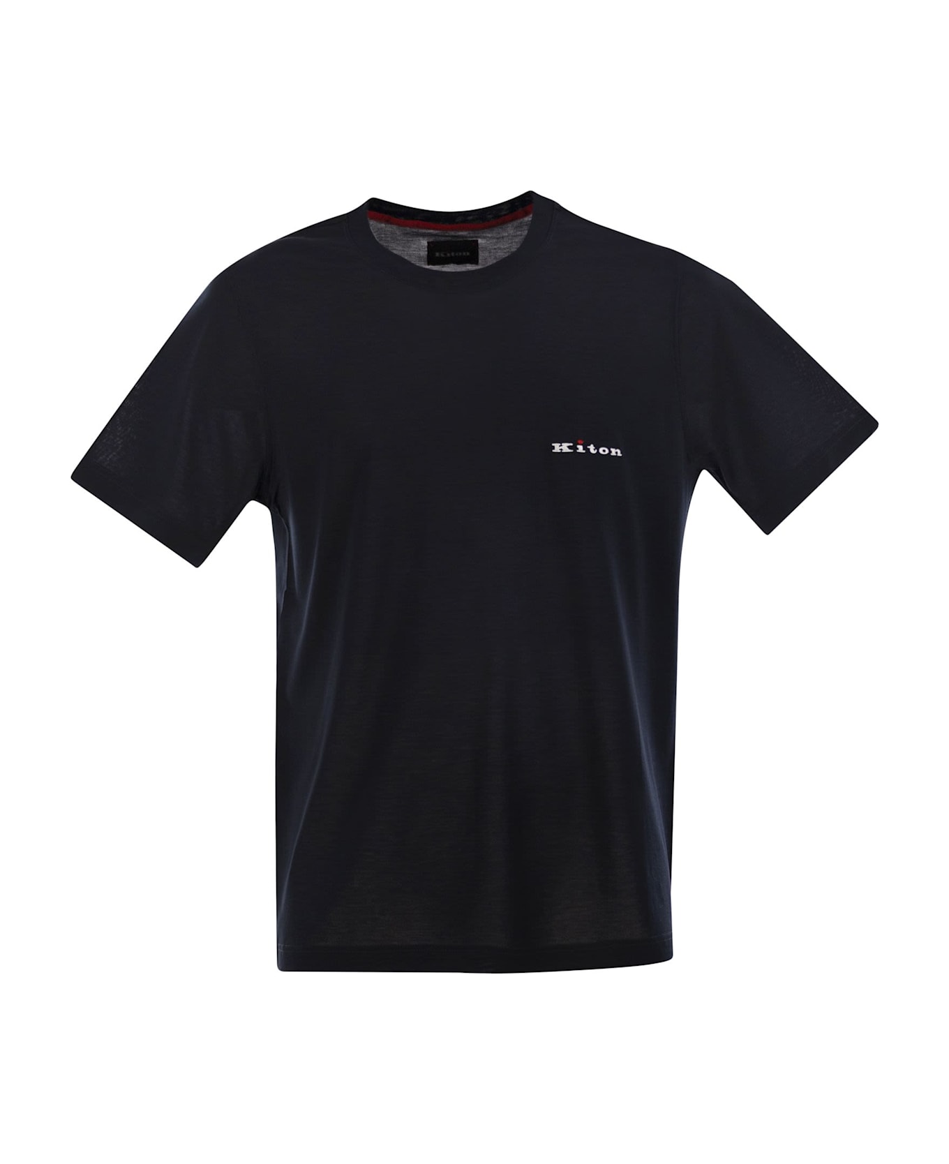 Kiton Cotton T-shirt With Logo - Navy