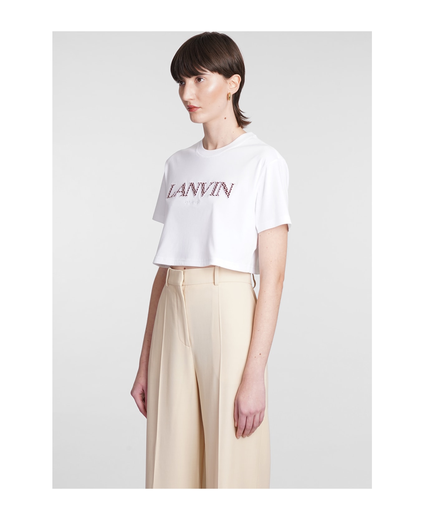 Lanvin 'curb' Cropped T-shirt - White Tシャツ