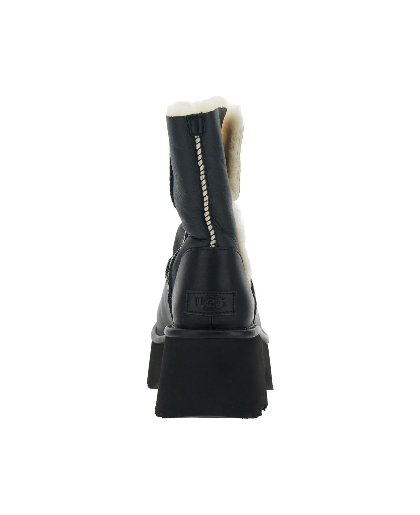 UGG 
esmee
 Black Ankle Boots With Fur Detailing And Platform In Leather Woman - Black