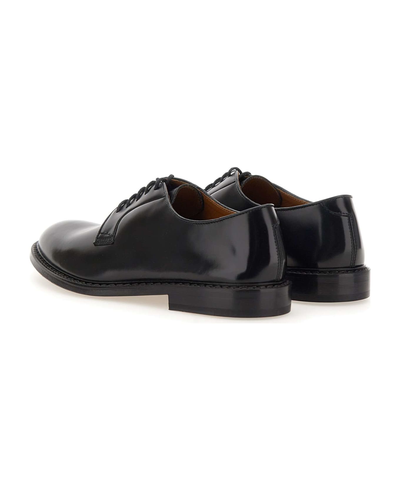 Doucal's "horse" Leather Lace-up Shoes - BLACK