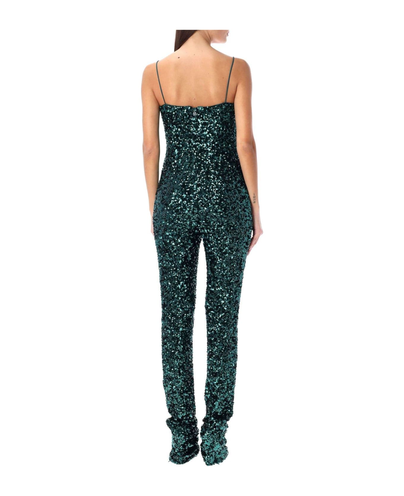 Rotate by Birger Christensen Sequin Embellished Spaghetti Straps Jumpsuit - Green ジャンプスーツ
