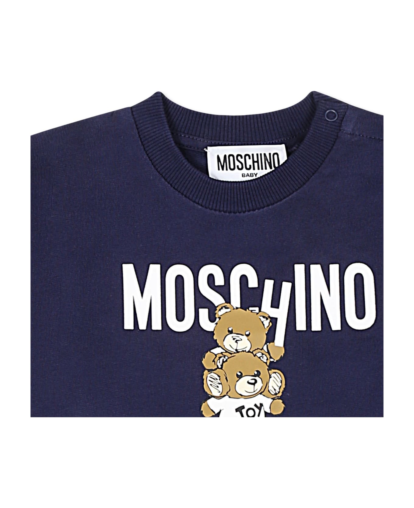 Moschino Bleu Dress For Baby Girl With Two Teddy Bears - Blue