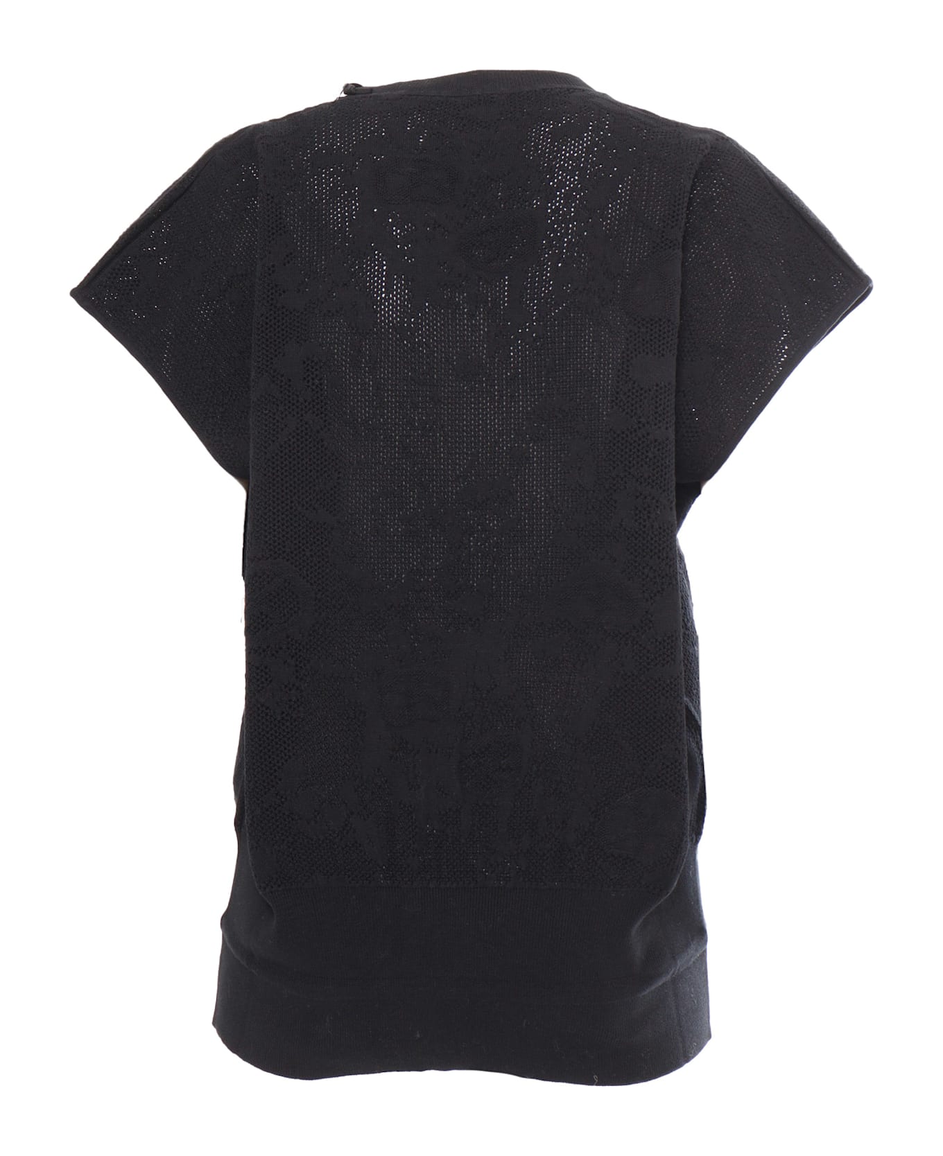 Fabiana Filippi Cotton Jacquard Crewneck Vest - BLACK
