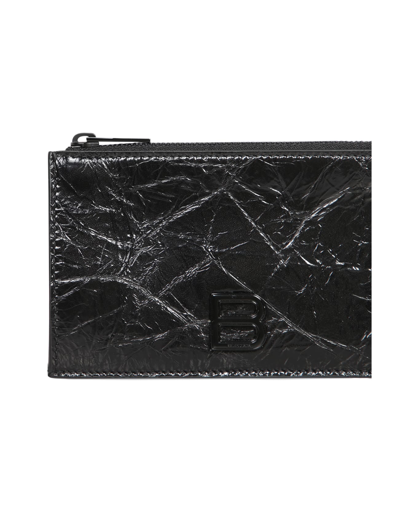 Balenciaga Crush Zipped Cardholder - Black