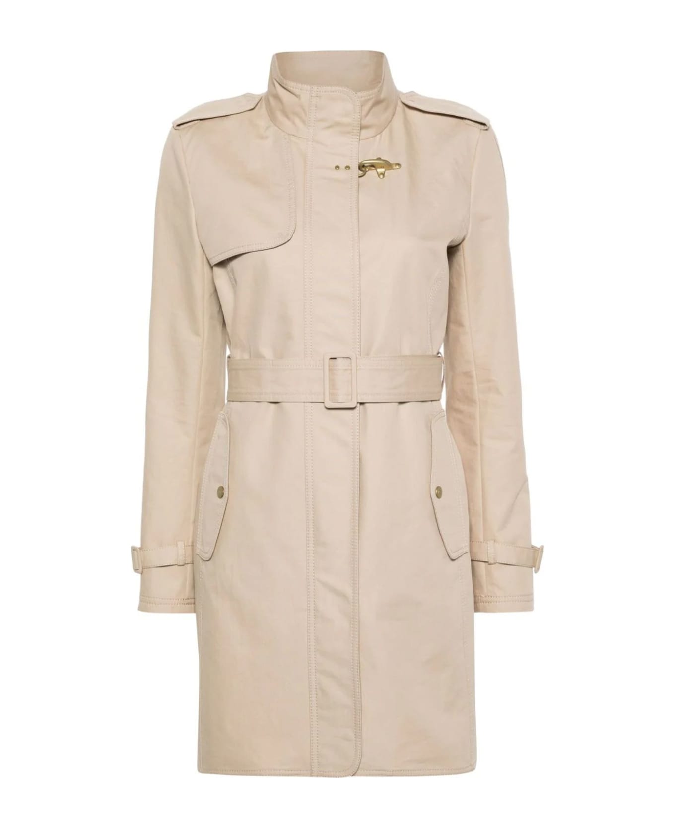 Fay Virginia Trench Coat In Cotton Twill - Beige コート