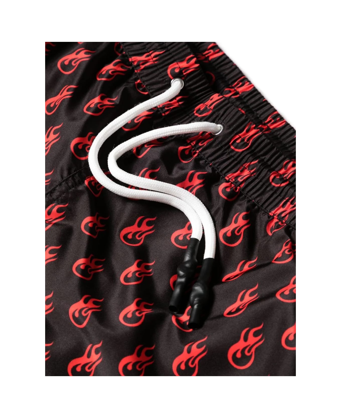 Vision of Super Black Swimwear With Red Flames Pattern - Black