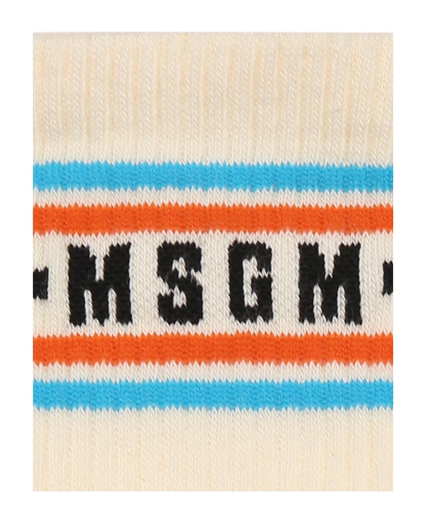 MSGM Ivory Socks For Kids With Logo - Ivory