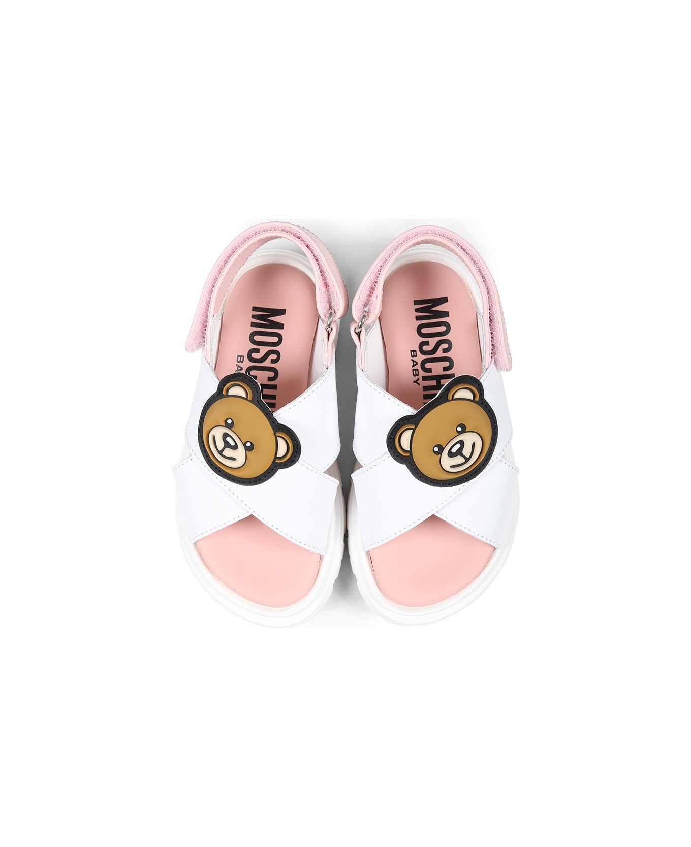 Moschino Pink Sandals For Baby Girl And Girl - White