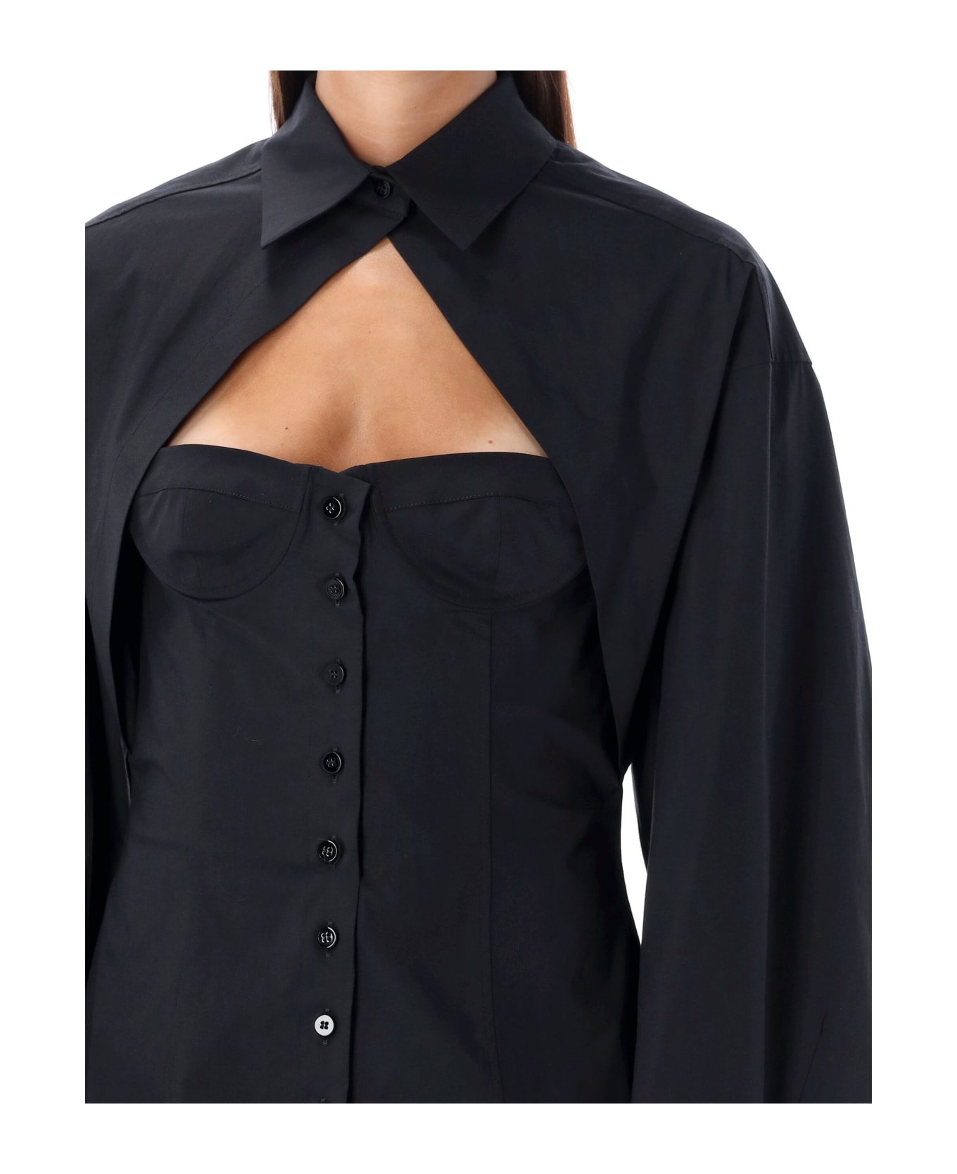 The Attico Shirt Mini Dress - BLACK