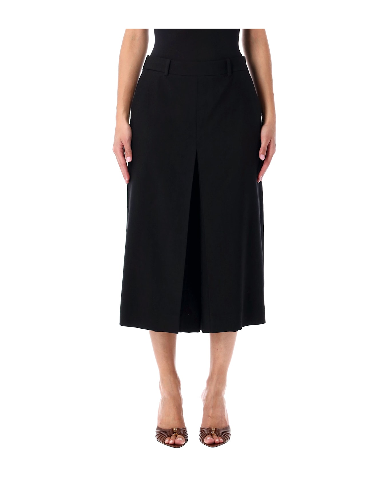 Saint Laurent Black Wool Midi Length Culottes - BLACK
