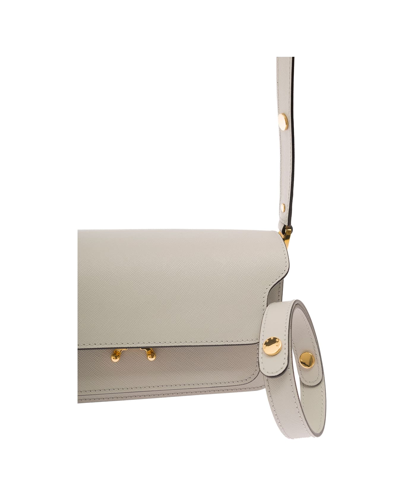 Marni 'trunk' White Shoulder Bag With Push-lock Fastening In Leather Woman - White