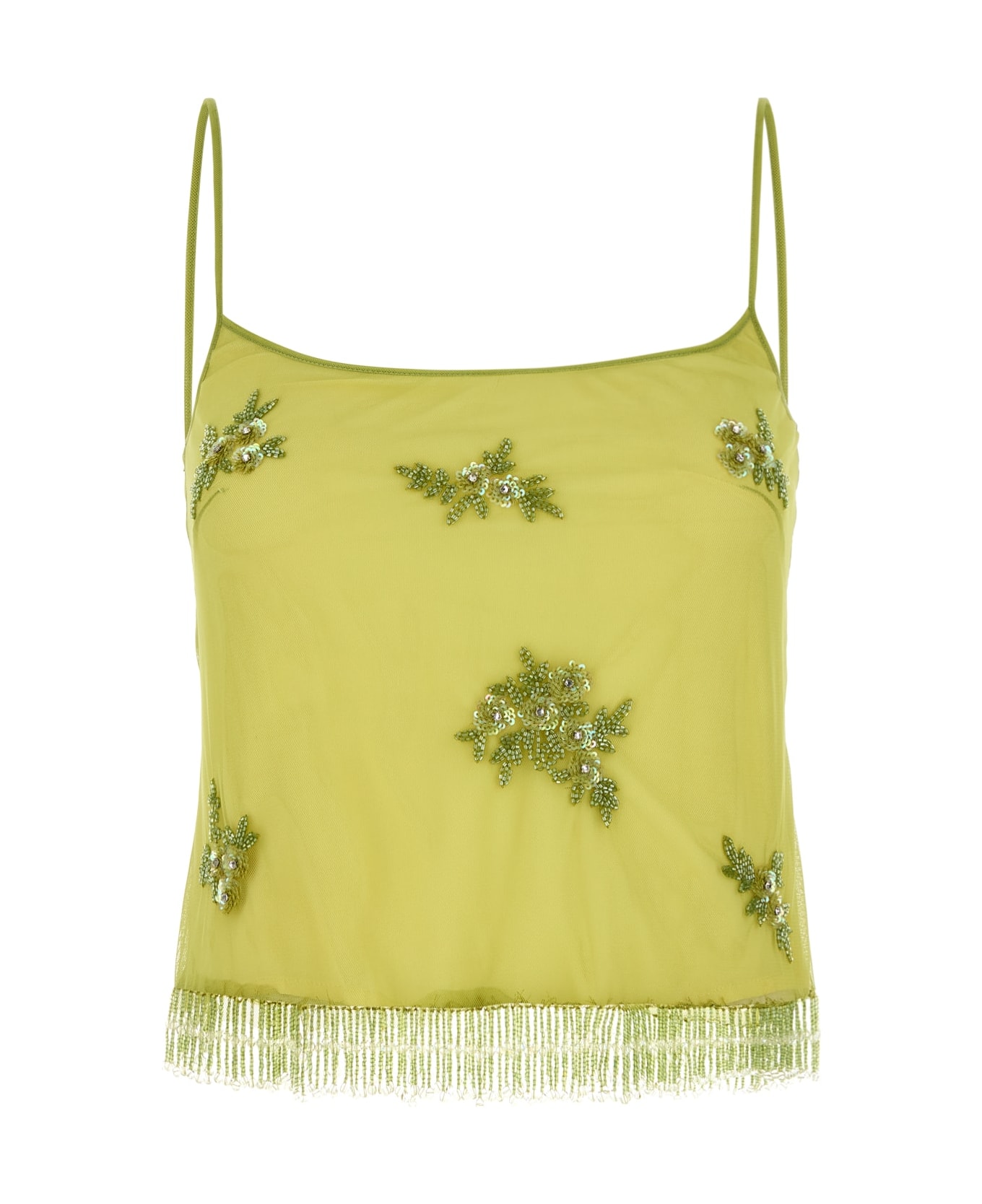 Blumarine 2c346a Tulle Embroid Top - NILEGREENSUNLIGHT