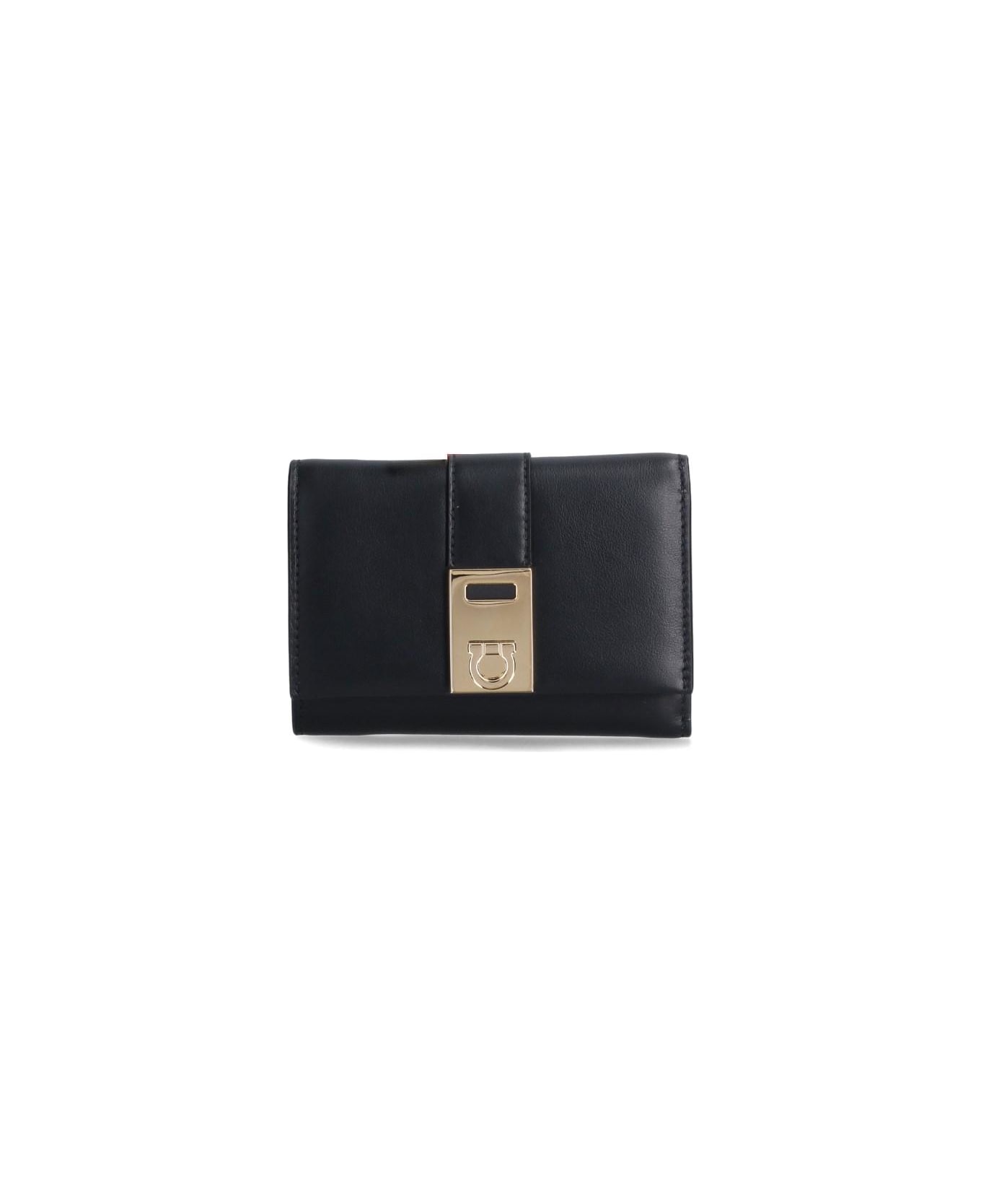 Ferragamo Compact Wallet "hug" - Black  