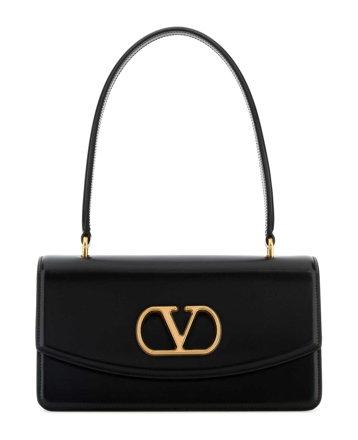 Valentino Garavani Black Leather Vain Shoulder Bag - NERO
