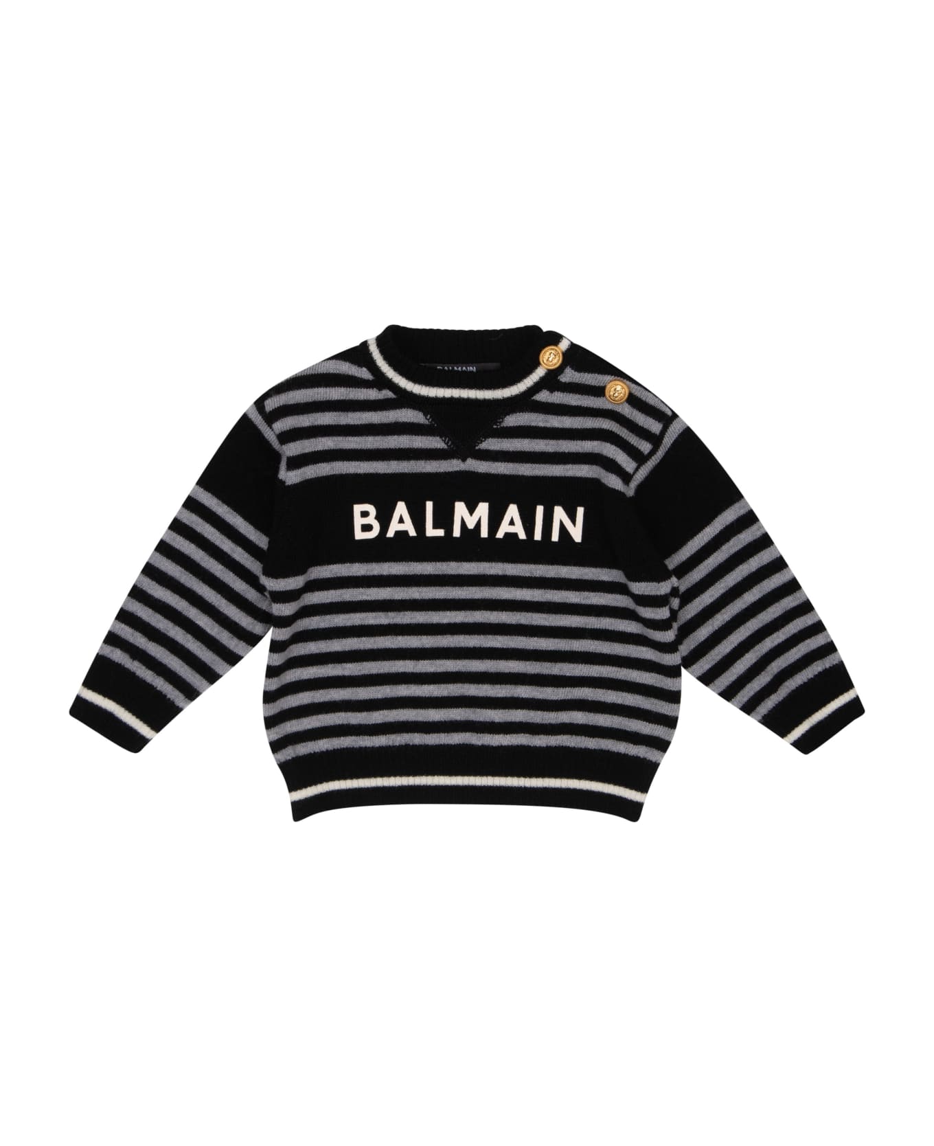 Balmain Printed Sweater - Black/grey ニットウェア＆スウェットシャツ