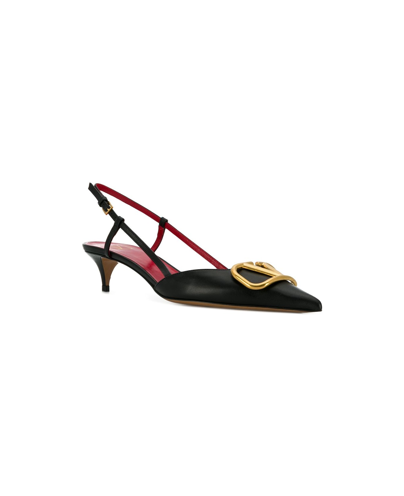 Valentino Garavani Vlogo Signature Leather Slingback Pumps - Black