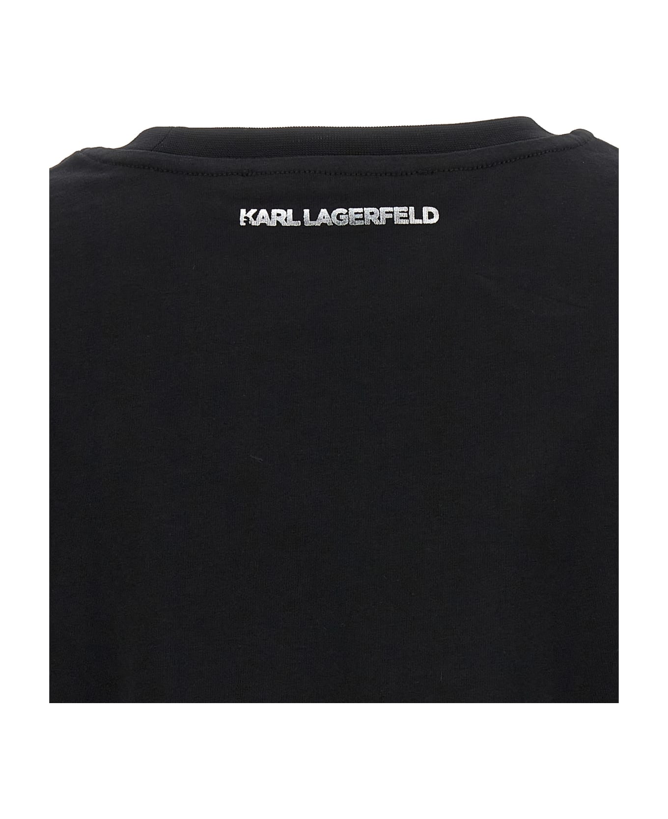 Karl Lagerfeld 'ikonik 2,0 Glitter' T-shirt - Black   Tシャツ