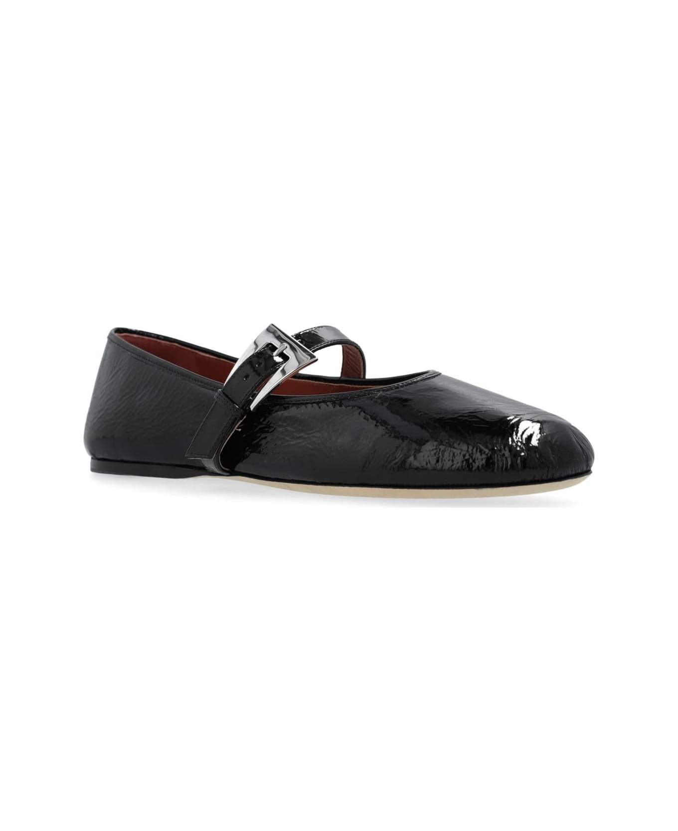 Paris Texas Sveva Patent Buckle Ballet Flat Shoes - Nero