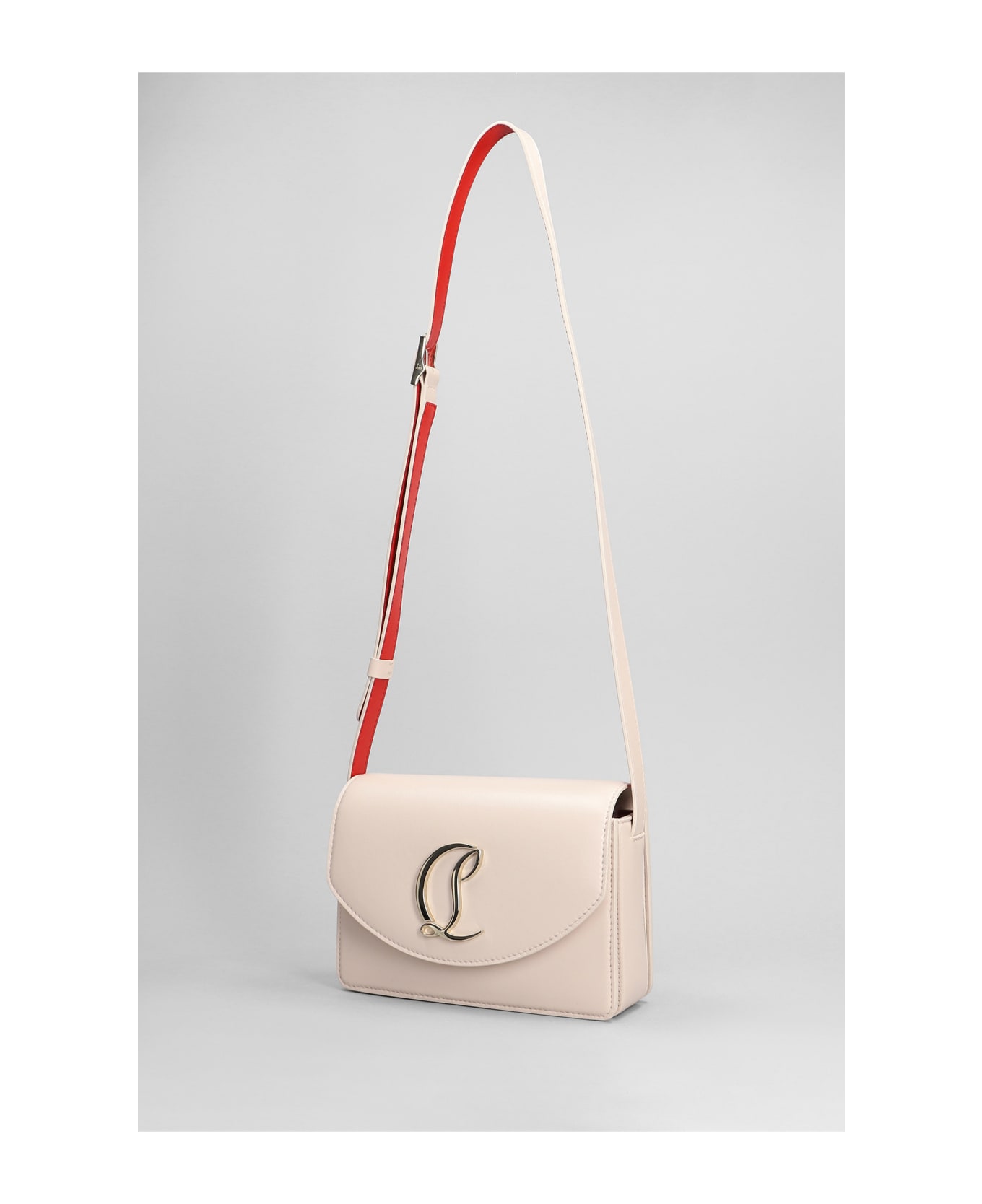 Christian Louboutin Loubi54 Shoulder Bag In Rose-pink Leather - Leche/gold