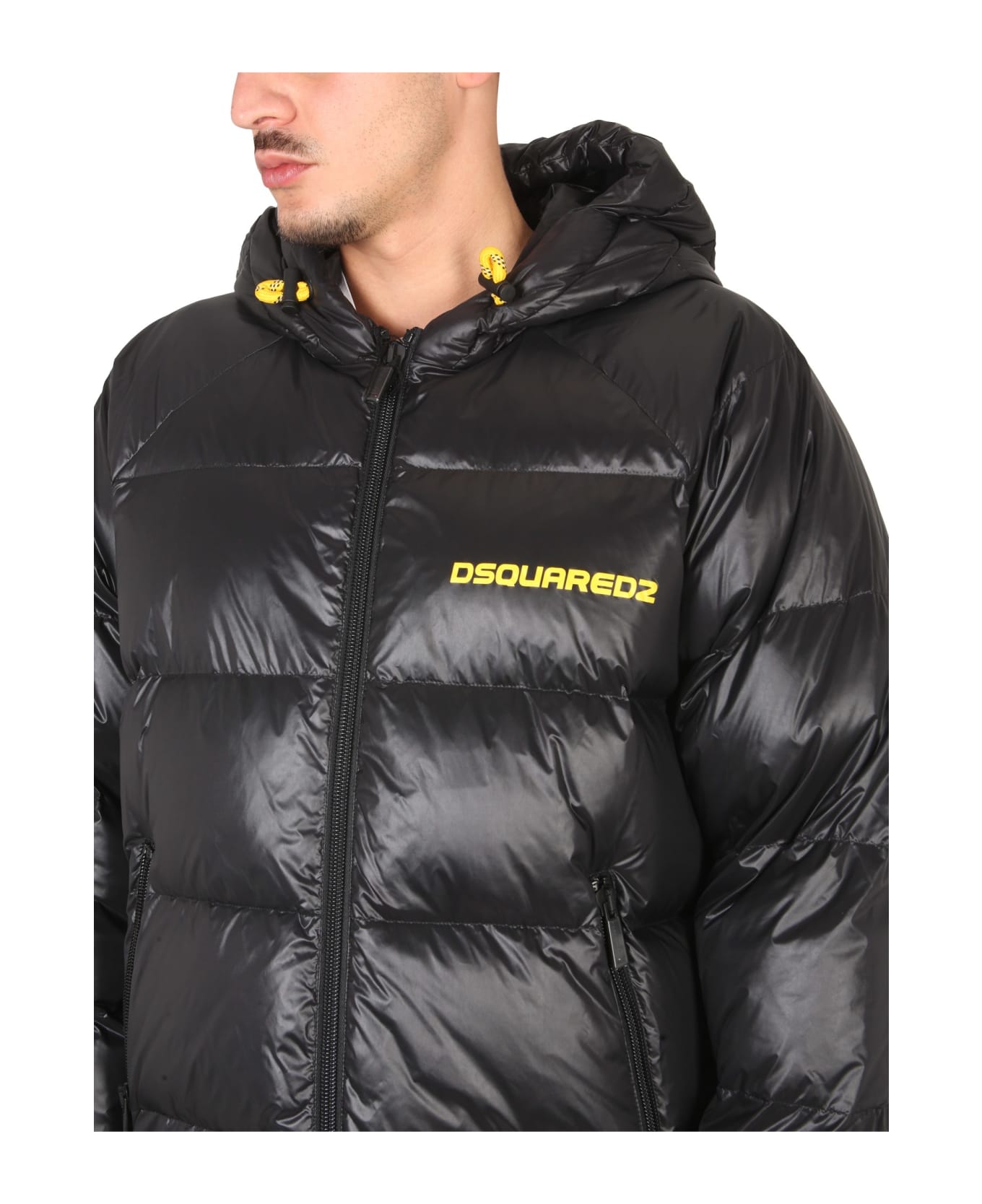 Dsquared2 Down Jacket With Logo Print - NERO