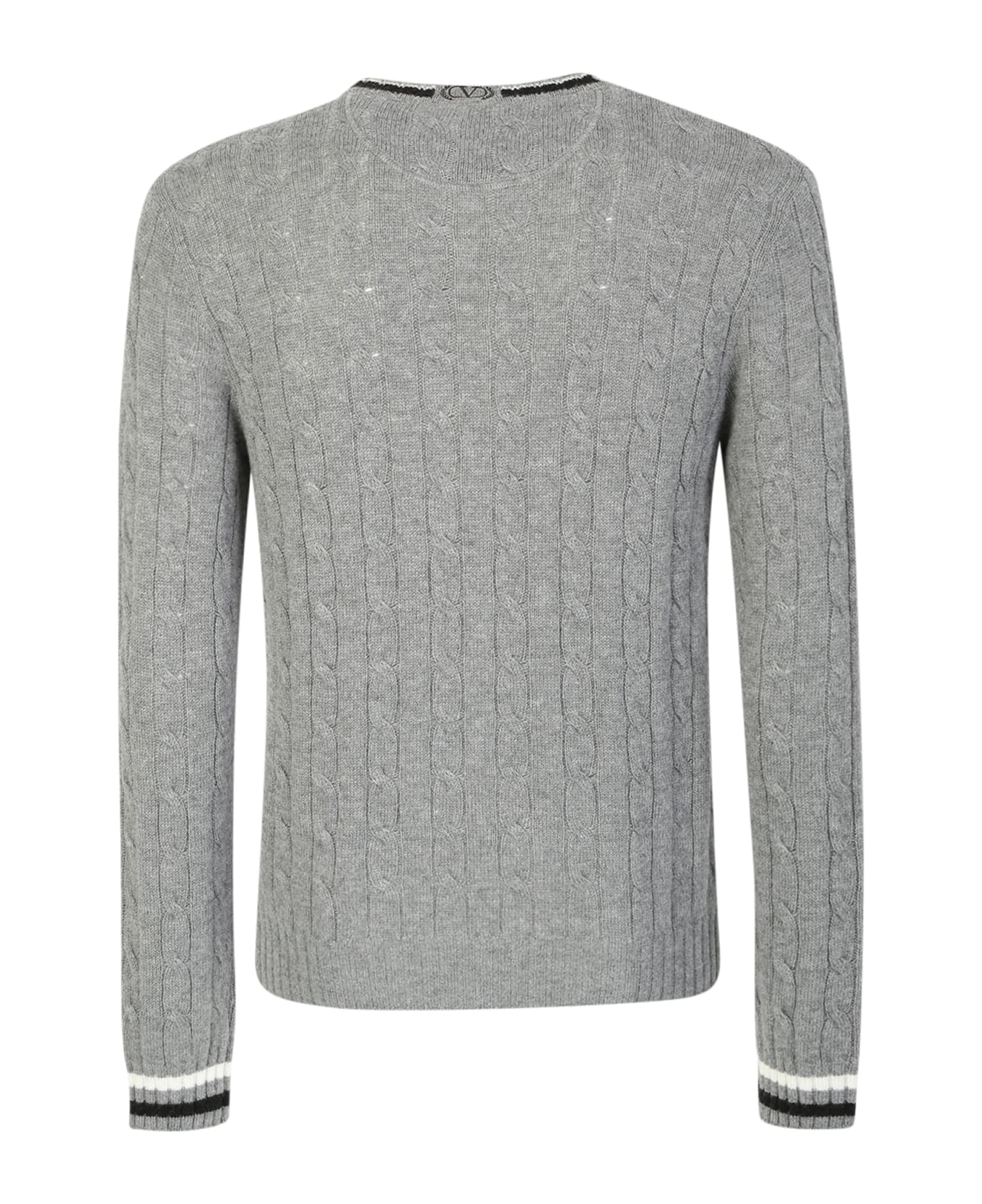 Valentino Cable Sweater Made Of Soft Virgin Wool - Grey