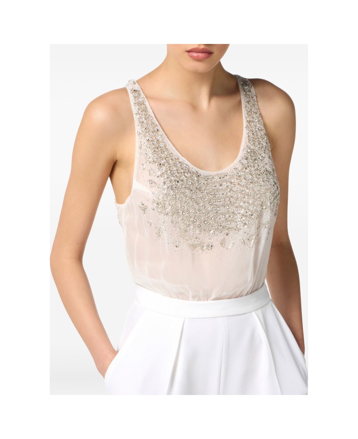 Elisabetta Franchi Decorated Jumpsuit - White