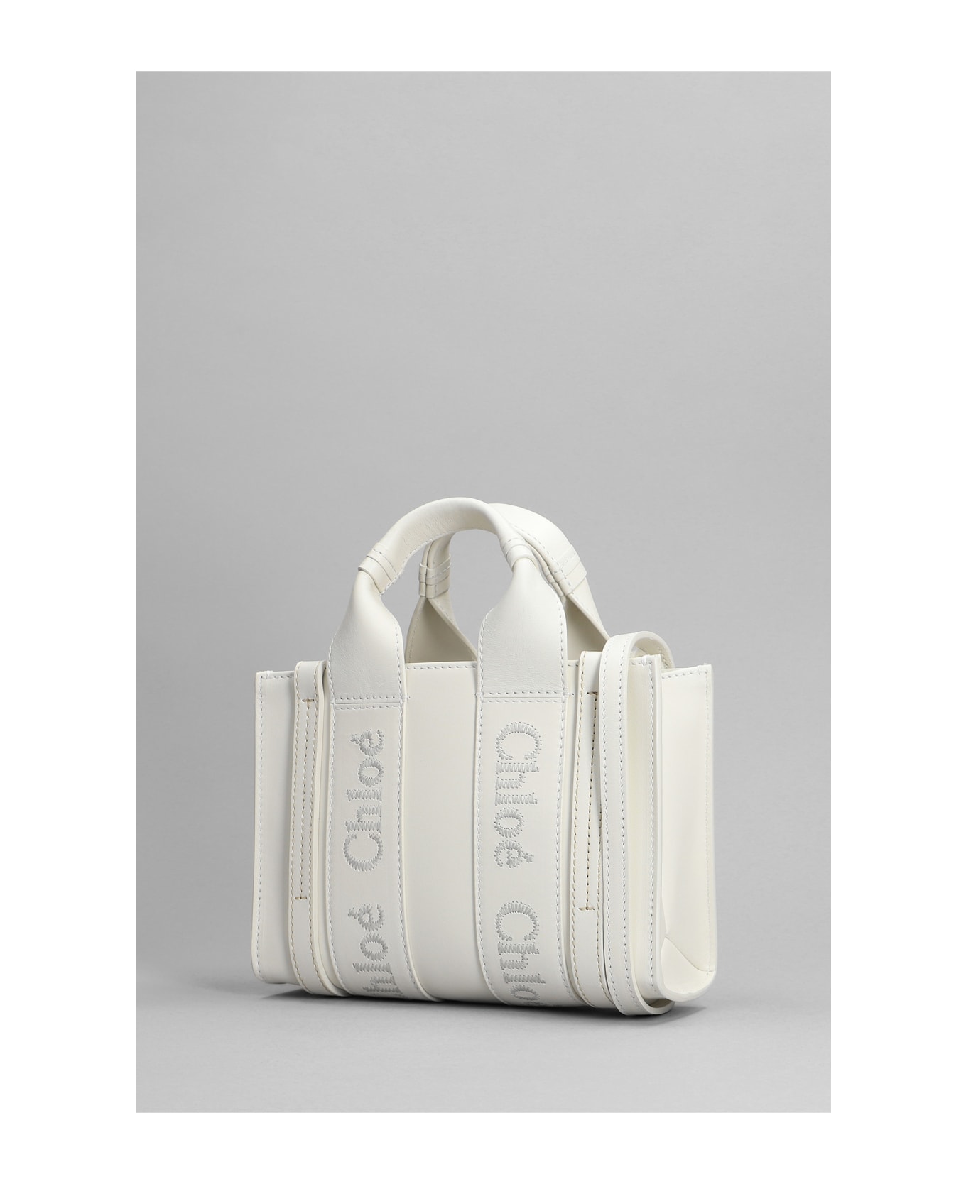 Chloé White Mini Woody Tote Bag - White