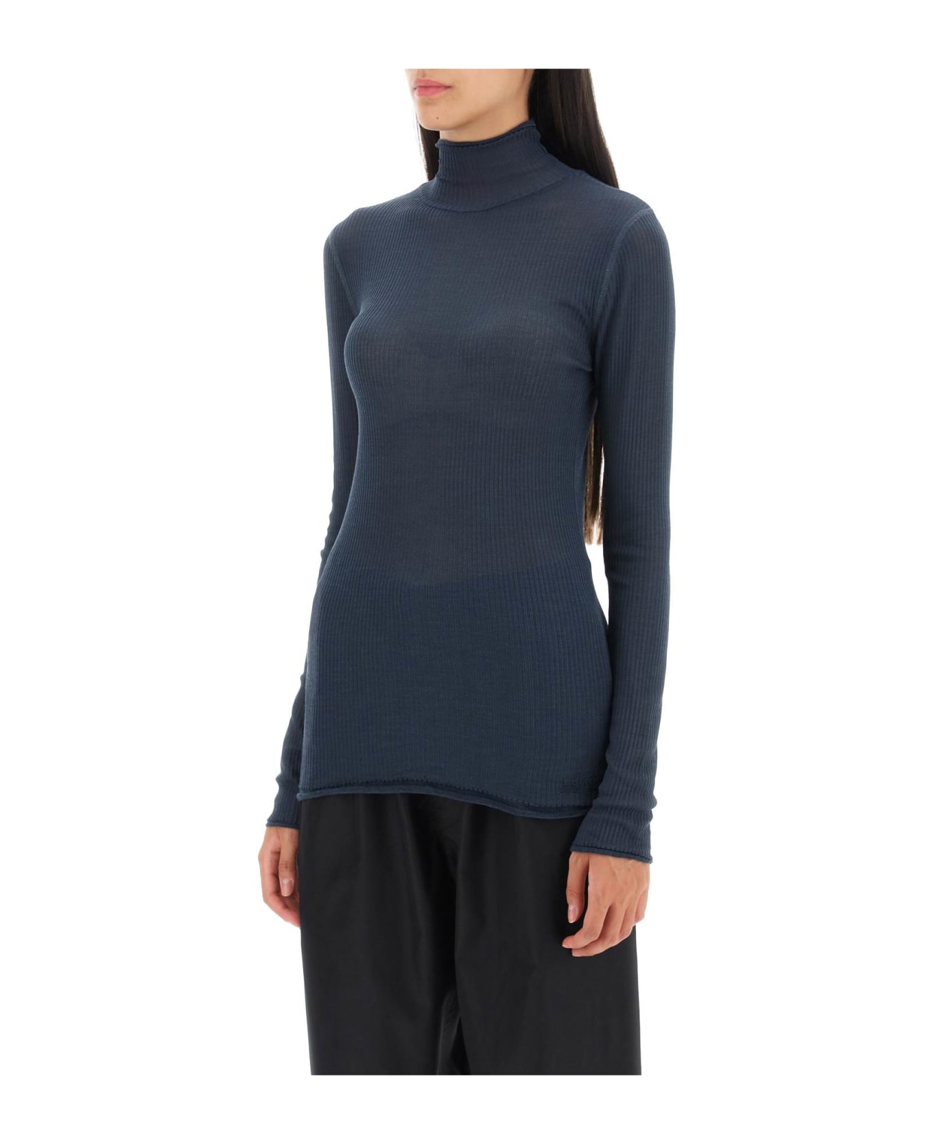 Lemaire Seamless Silk Turtleneck Sweater - STORM BLUE (Blue) ニットウェア