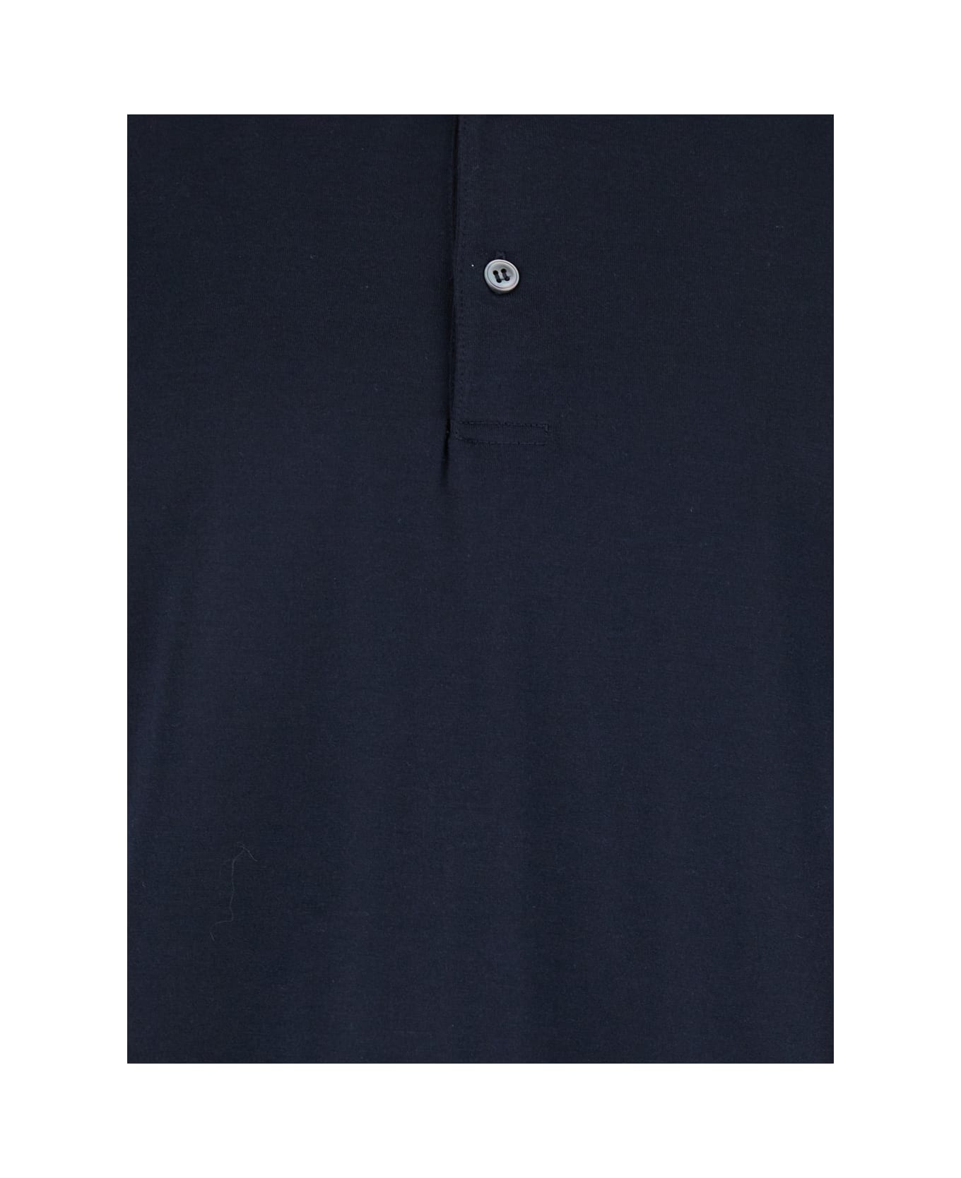 Lardini Blue Polo With Classic Collar And Long Sleeves In Cotton And Silk Blend Man - Blu