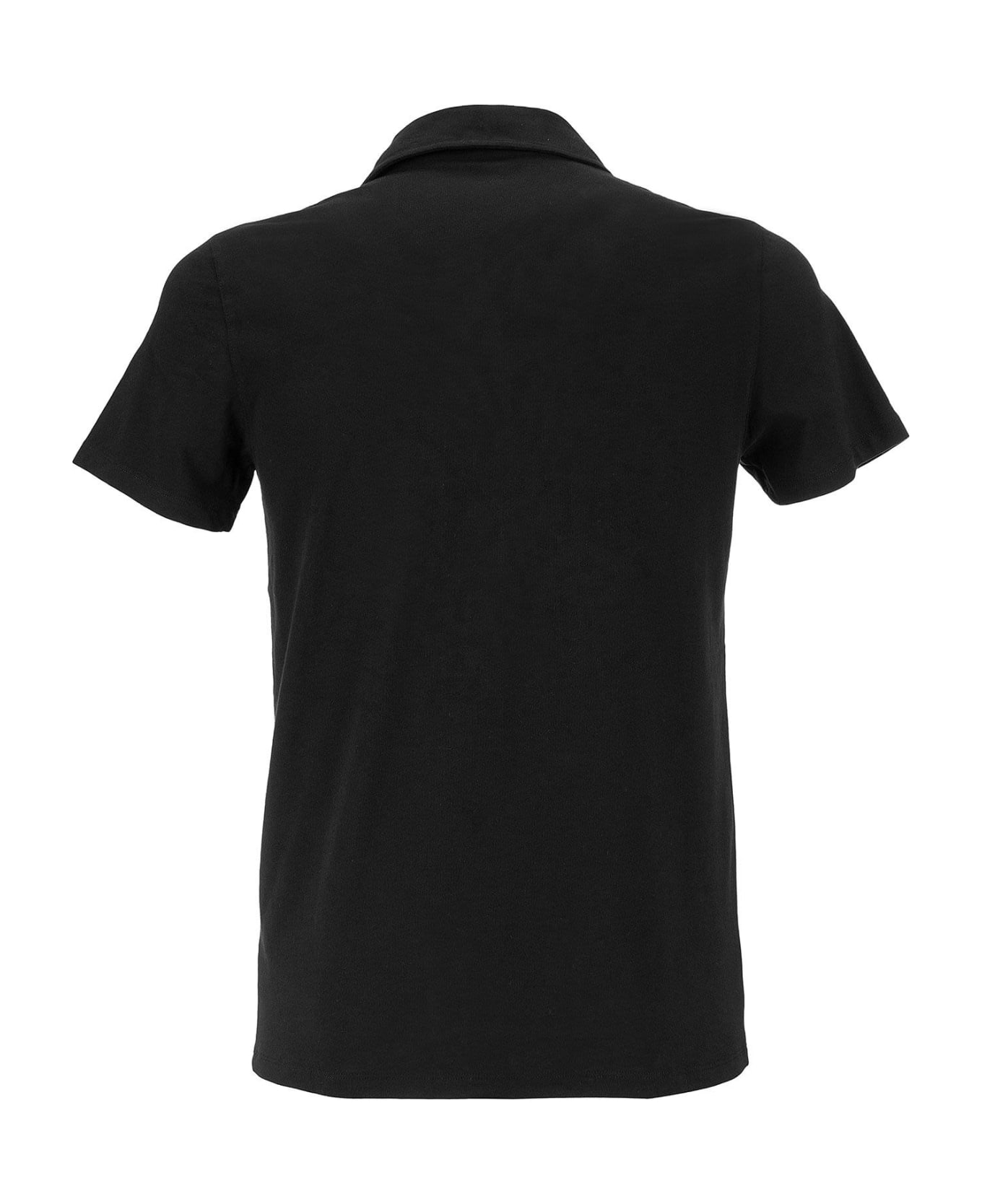 Majestic Filatures V-neck Short-sleeved Polo Shirt - Black ポロシャツ