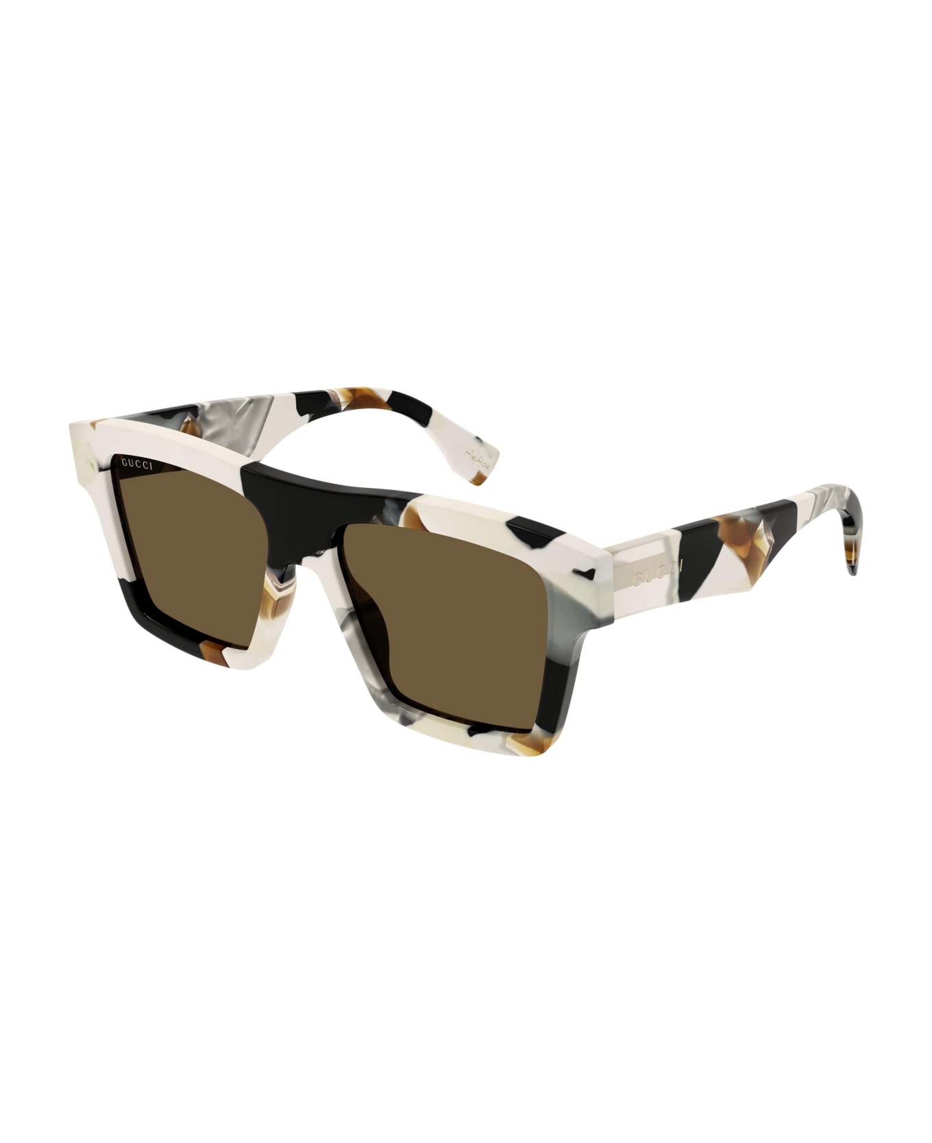 Gucci Eyewear Sunglasses - Bianco e marrone tartarugato/Marrone サングラス