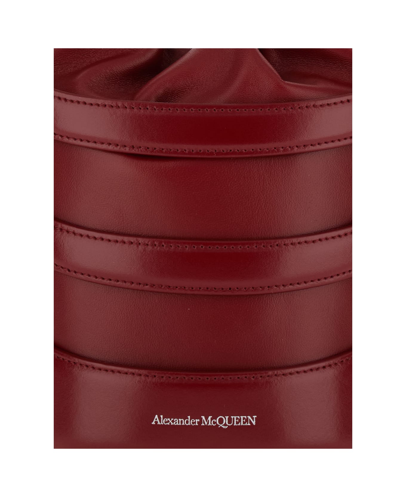 Alexander McQueen 'the Rise' Bordeaux Bucket Bag With Harness Cage In Leather Woman - Red