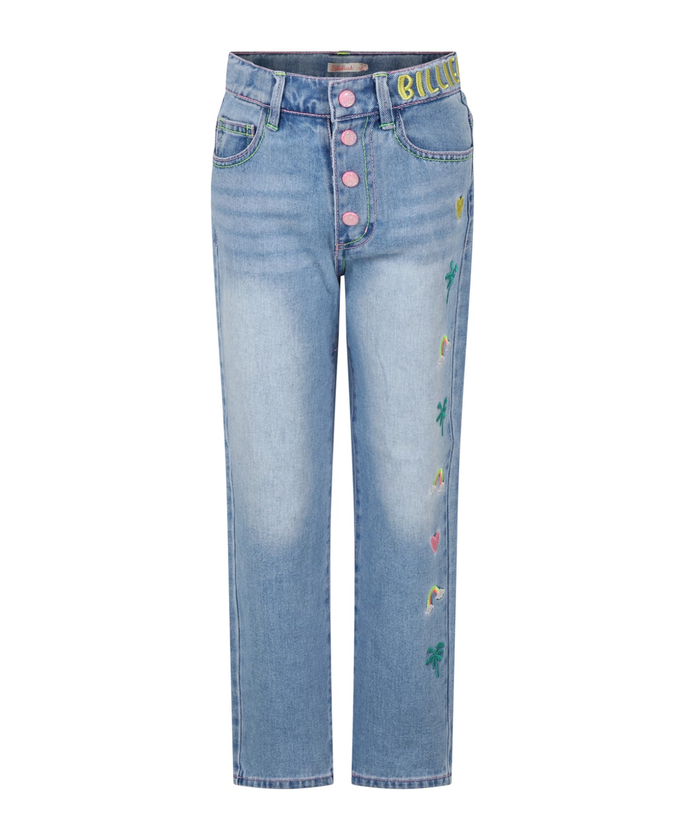 Billieblush Denim Jeans For Girl With All-over Embroidery - Denim ボトムス