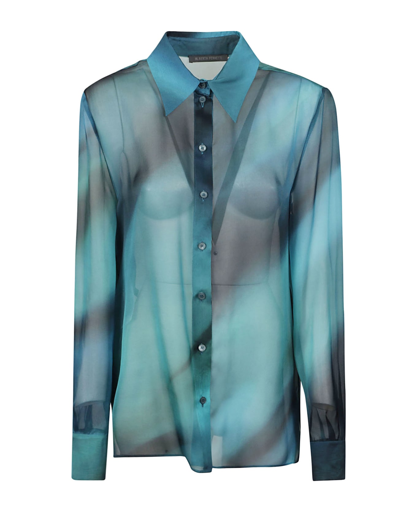 Alberta Ferretti See-through Long-sleeved Shirt - Blue/Turquoise シャツ