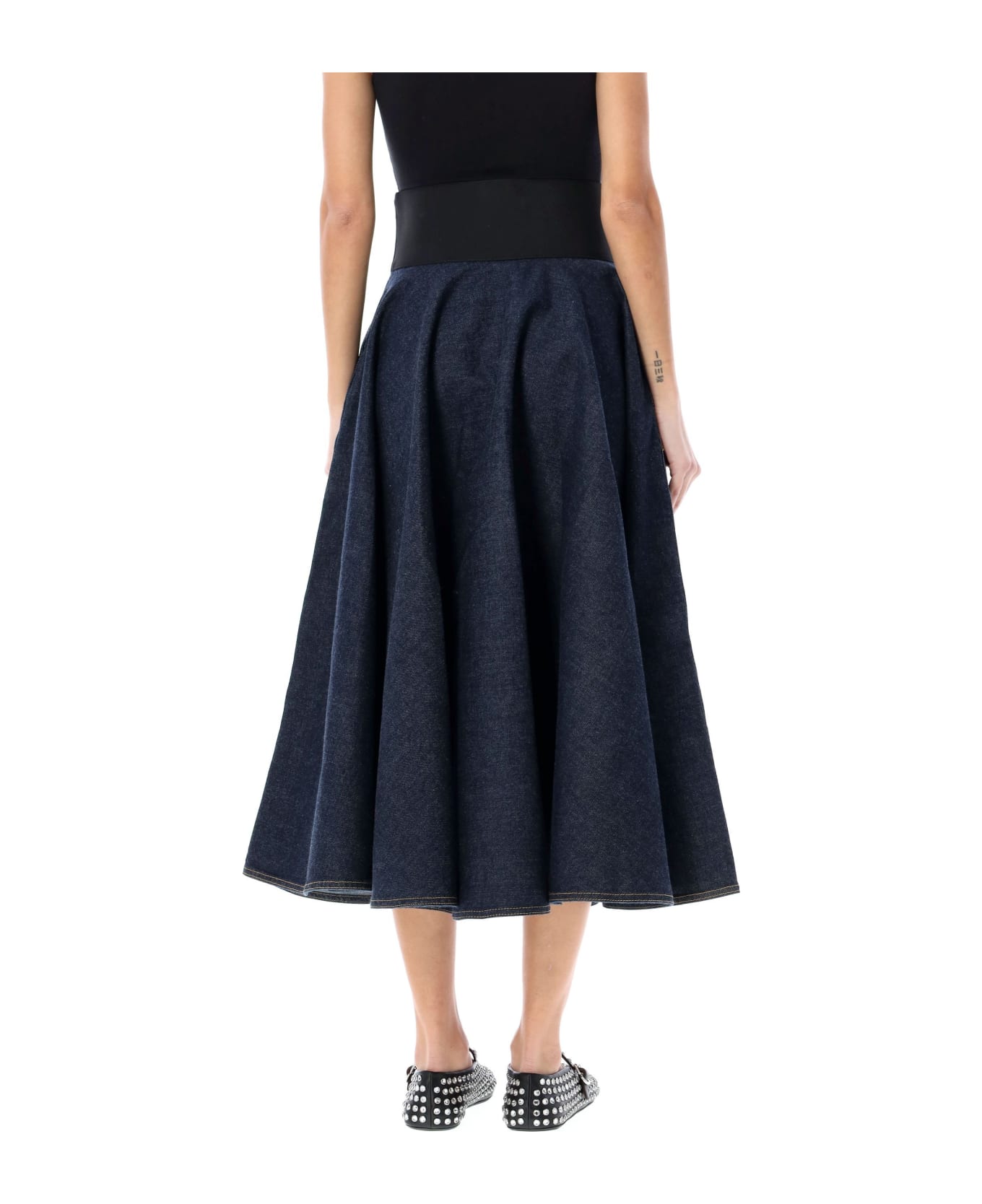 Alaia Belted Midi Skirt - BLUE