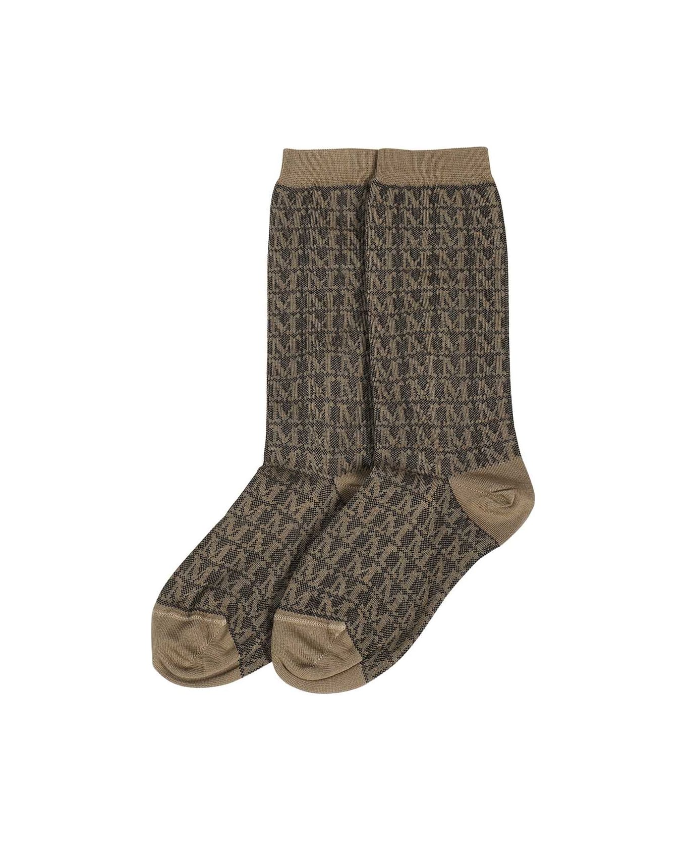 Max Mara Zelanda Logo Cotton Blend Socks - Camel 靴下＆タイツ