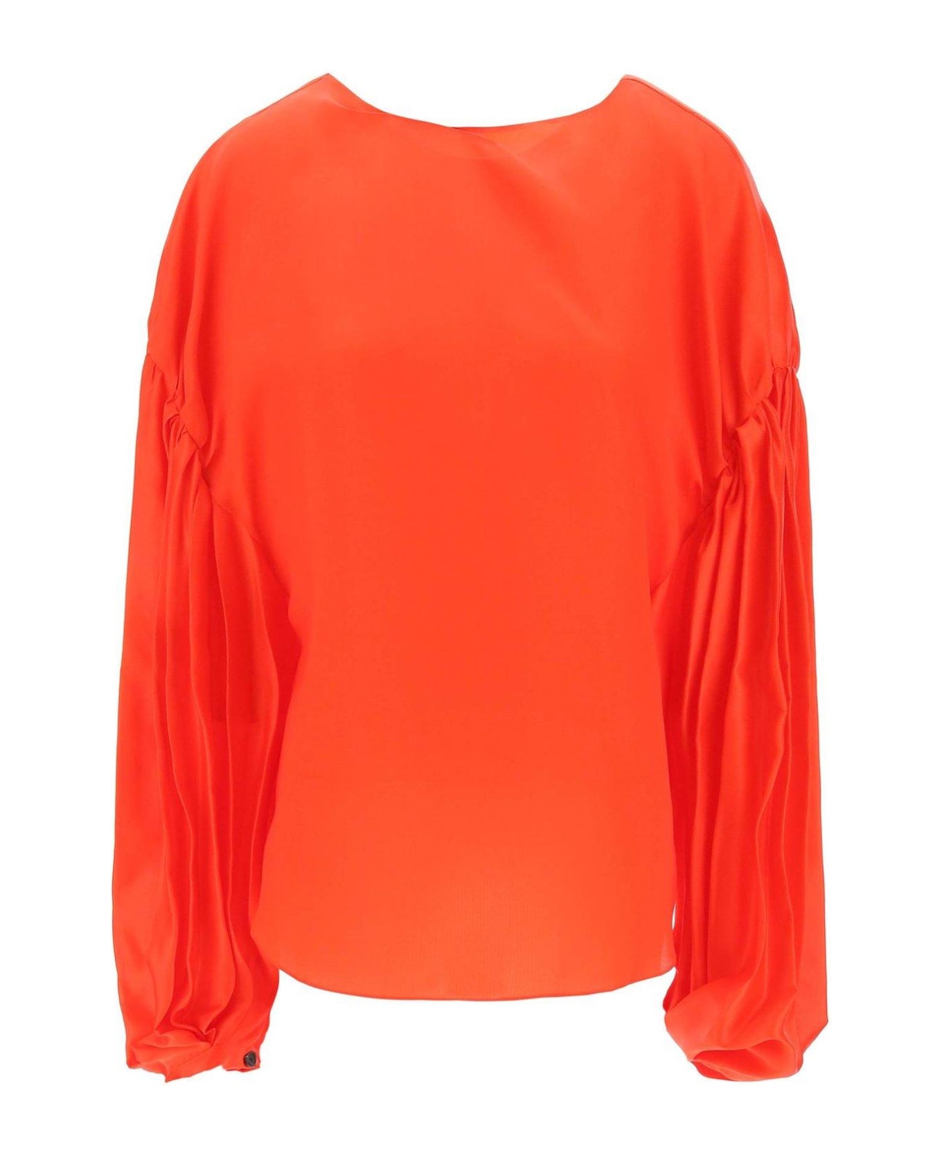 Khaite The Quico Puff-sleeved Blouse - Fire Red
