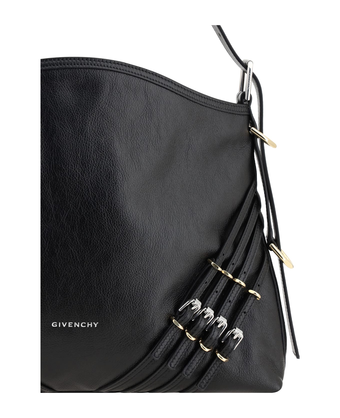 Givenchy Voyou Buckles Shoulder Bag - Black