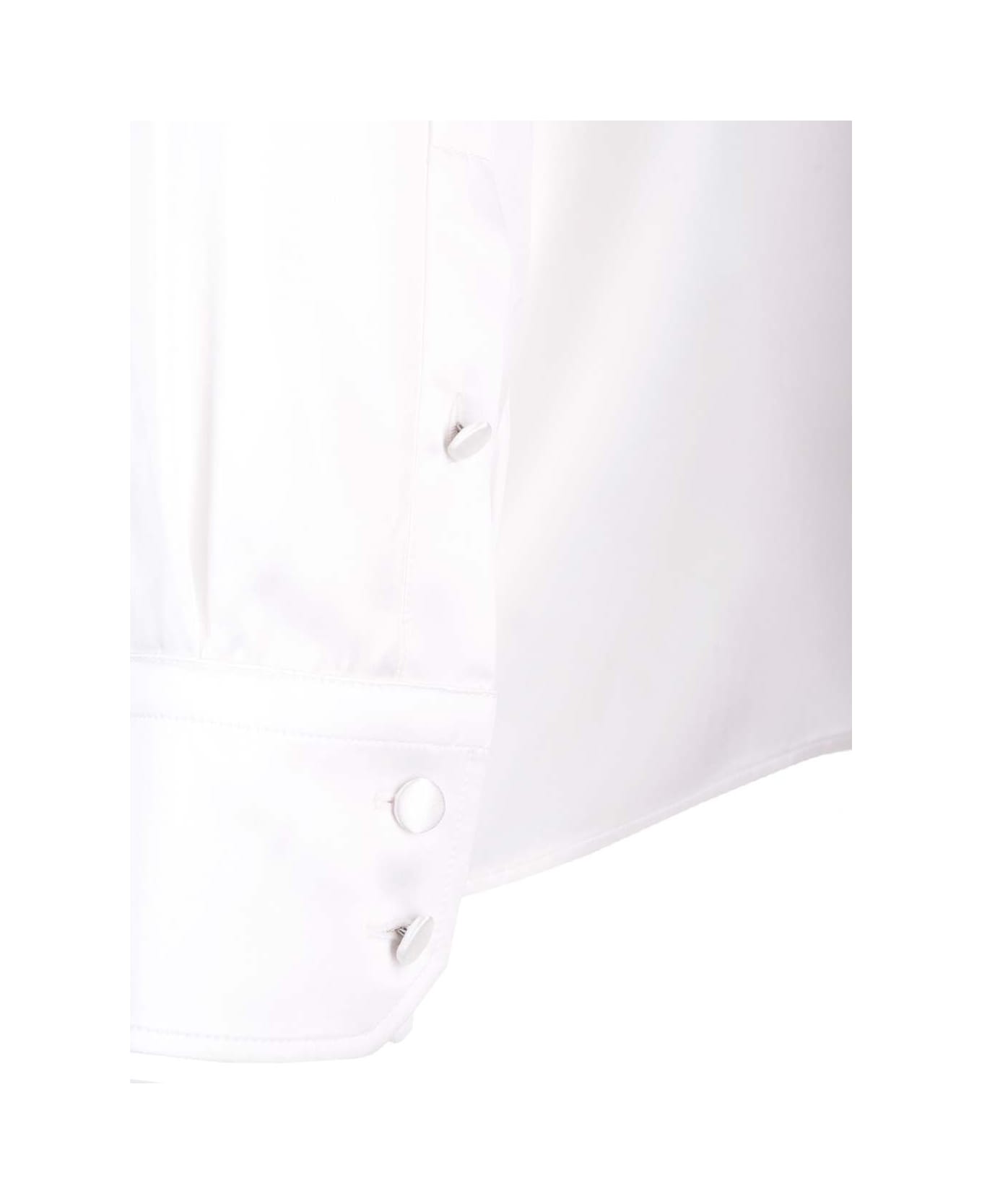 Dolce & Gabbana Wide Silk Satin Turtleneck - White