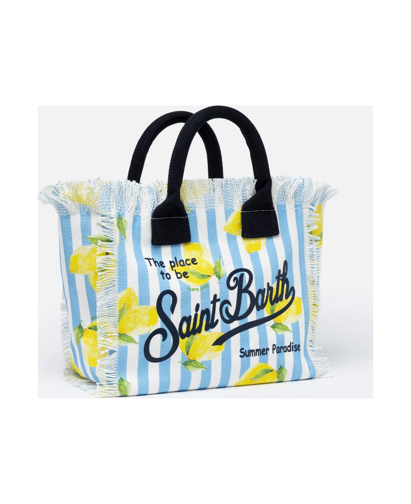 MC2 Saint Barth Striped Cotton Canvas Colette Handbag - SKY