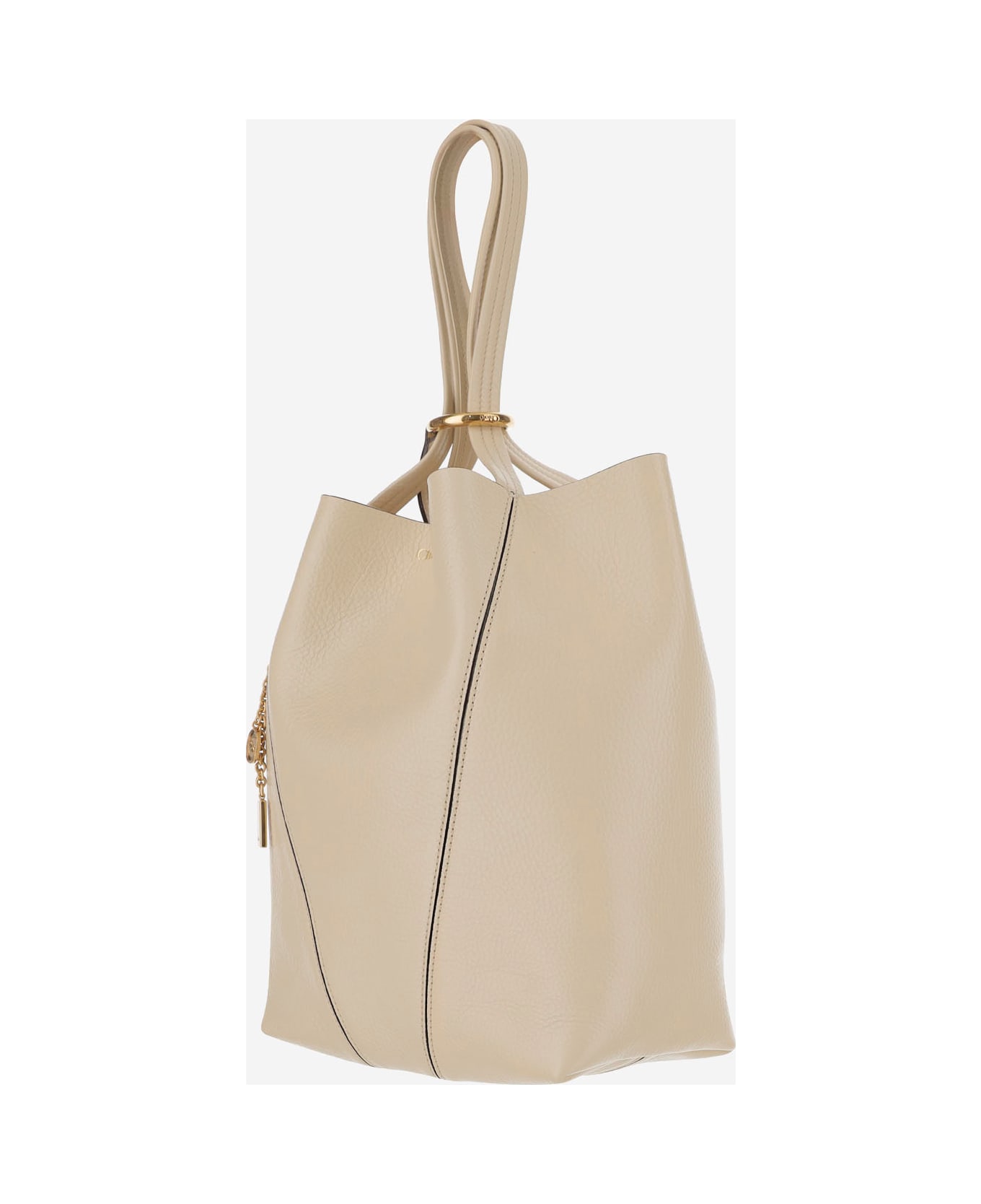Chloé Spin Tote Bag In Granate Leather - Ivory