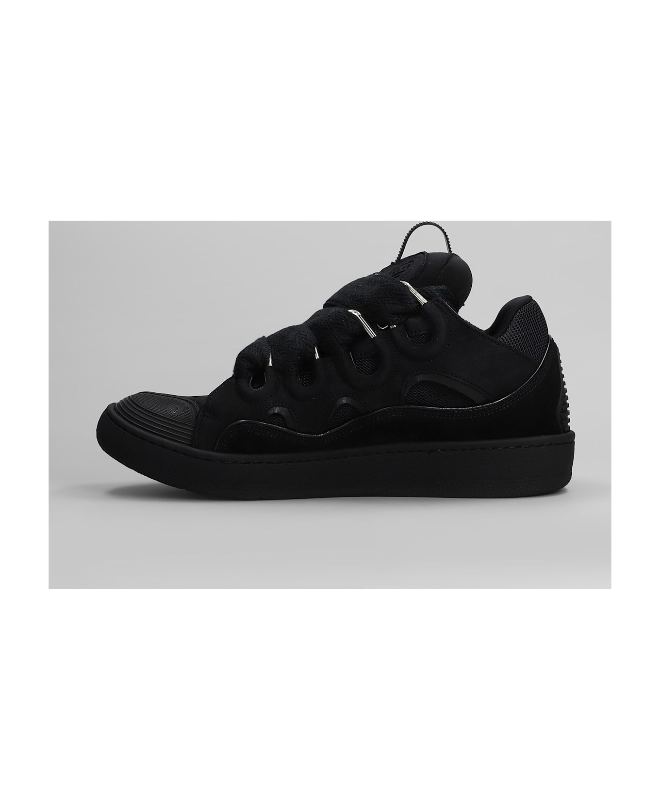 Lanvin Curb Sneakers In Black Suede - black