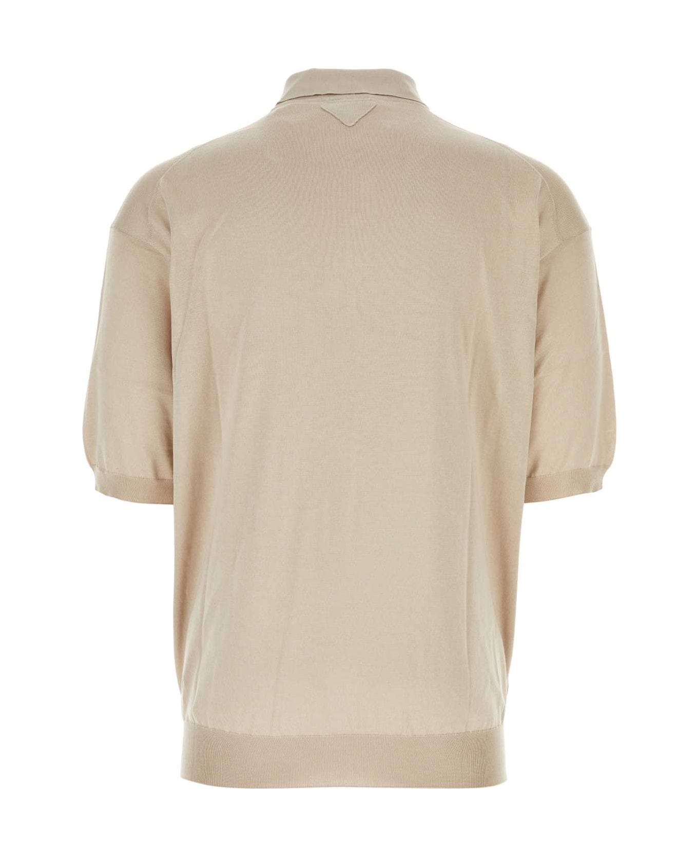 Prada Sand Silk Polo Shirt - CALCE
