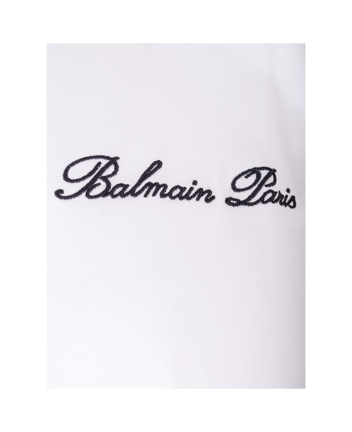 Balmain T-shirt With Iconic Balmain Embroidery - White