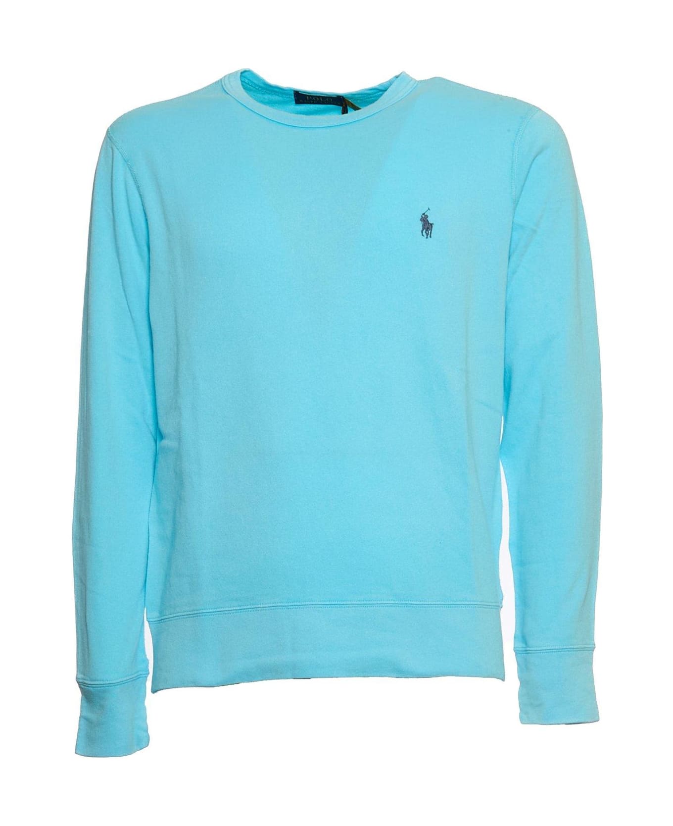 Ralph Lauren Logo Embroidered Crewneck Sweatshirt - AQUA BLUE