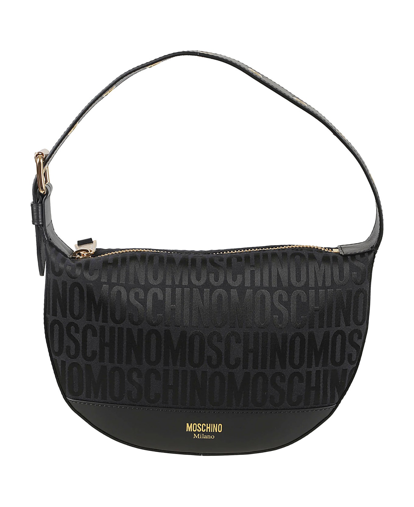 Moschino Jacquard Logo Shoulder Bag - Black
