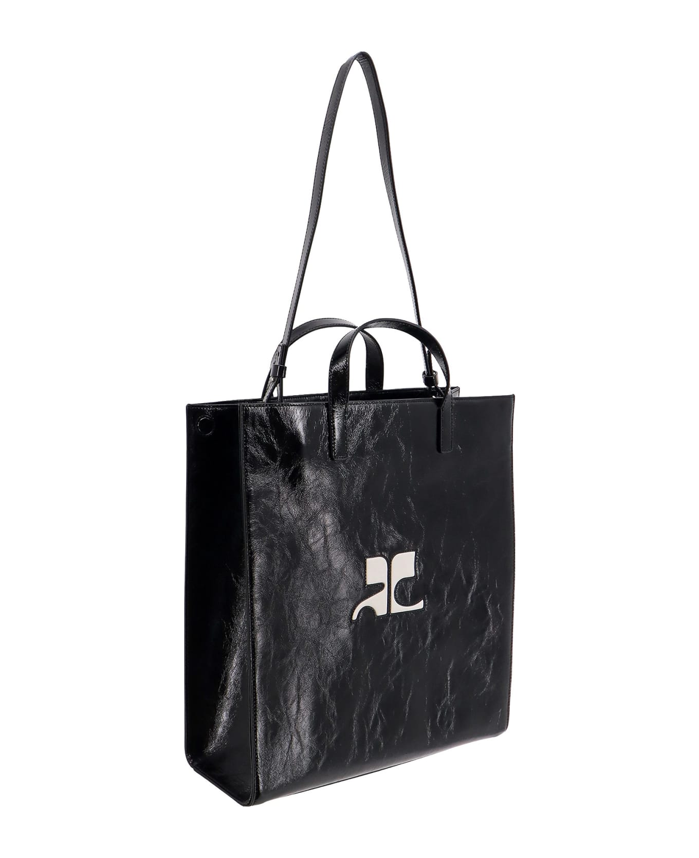 Courrèges Logo Detail Shopper Bag - Black