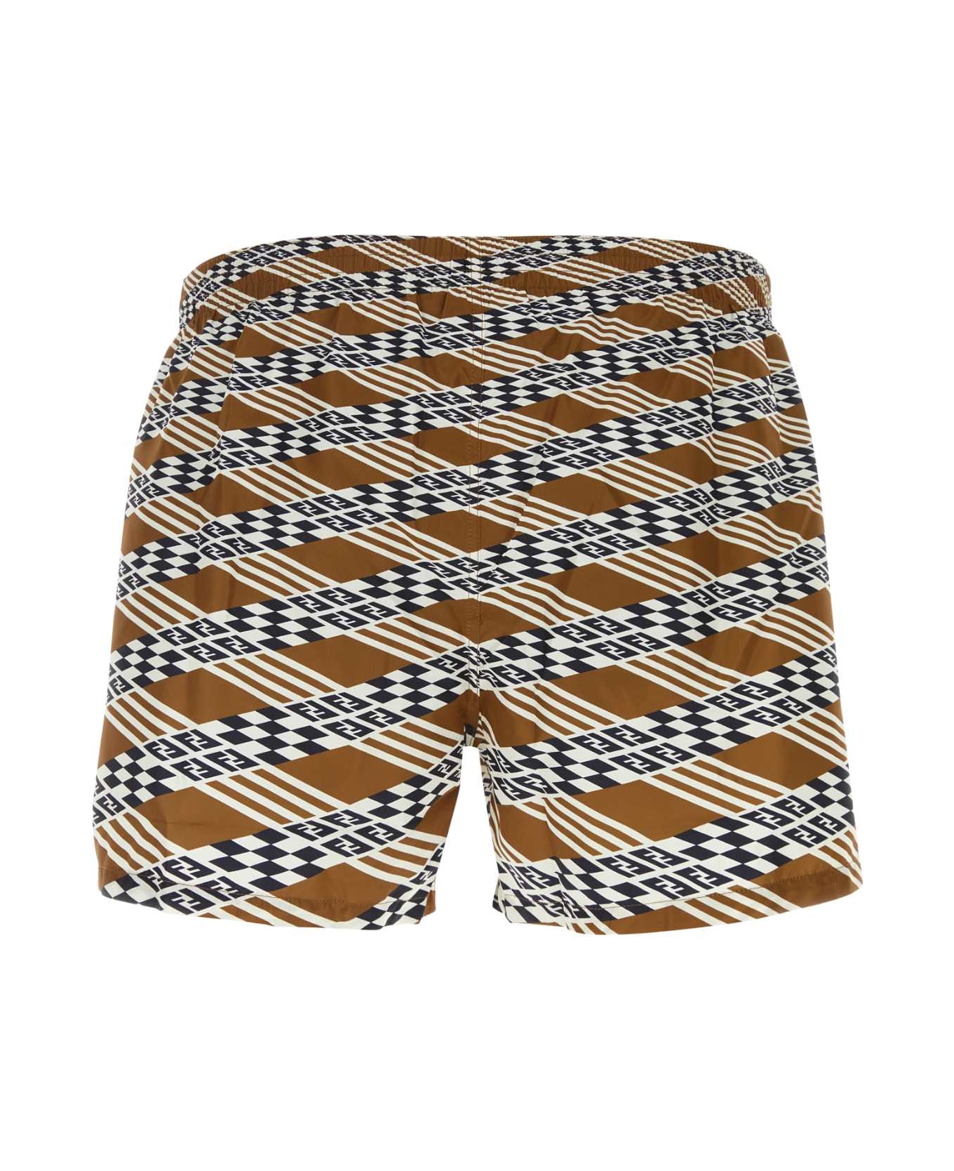 Fendi Printed Polyester Swimming Shorts - TOBACCOBLACK