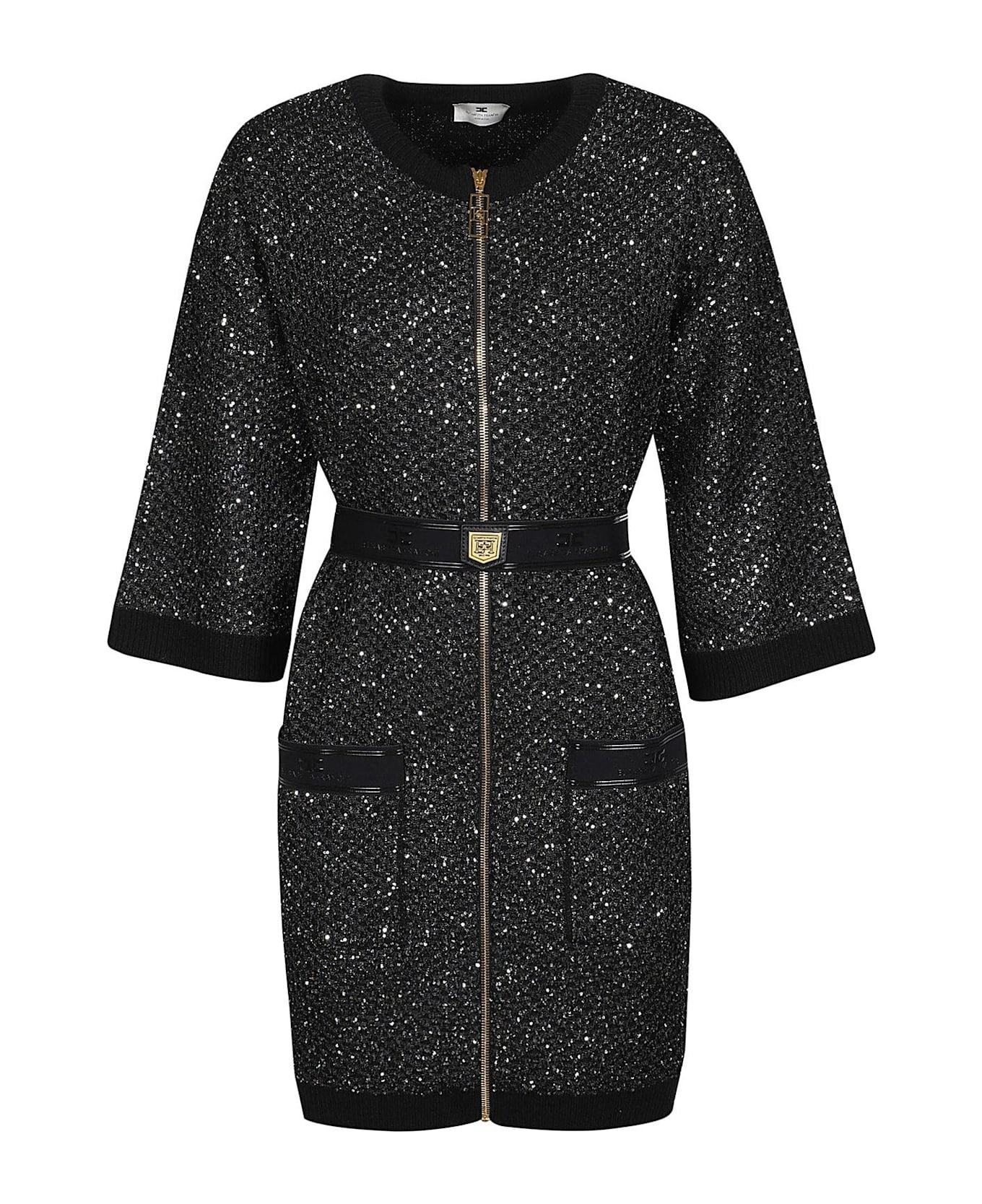 Elisabetta Franchi Sequin Thread Mini-dress - Black Silver