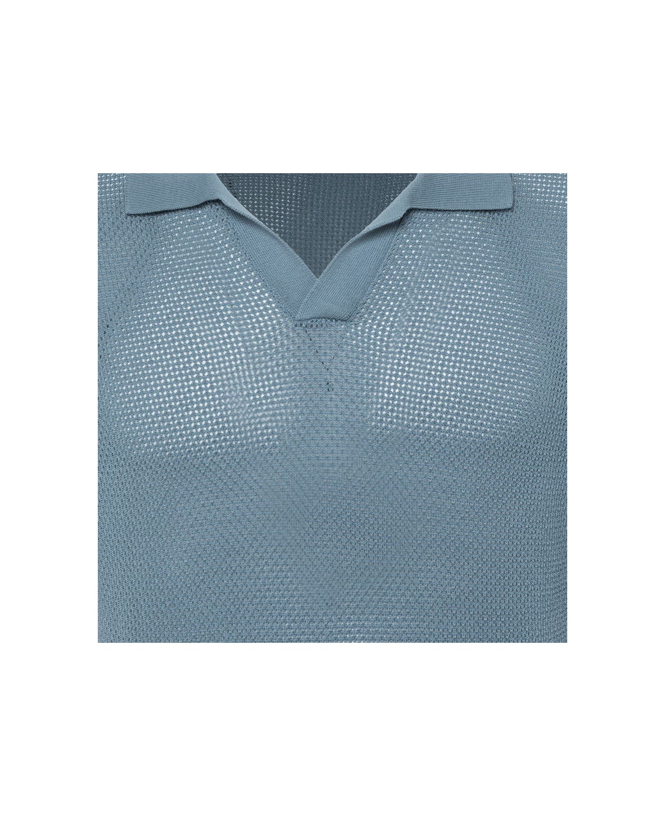 Tagliatore Mesh Polo Shirt - Azzurro